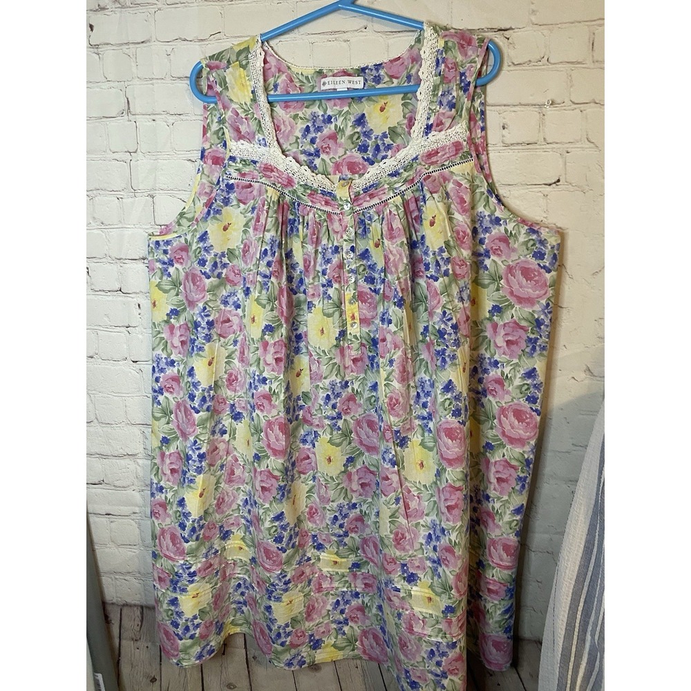 Women Cotton Pastel Floral Lace Nightgown Pajamas Lounge Wear Prairie